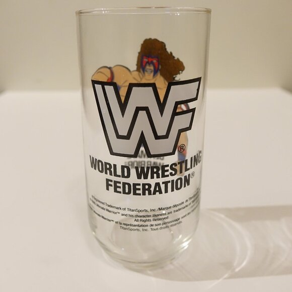 1990 Ultimate Warrior 💪🏻 WWF Wrestling Titan Sports Vintage Drinking Glass WWE - Picture 4 of 5